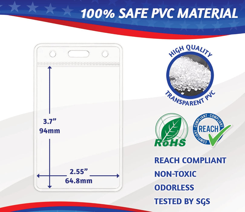 Vertical ID Badge Holder with Soft Edge (Sealable 2.25x3.5 inch) ID Holder, ID Card Holder Bulk, Name Badge Holder, Name Tag, Plastic Badge Holder, Badge Protector