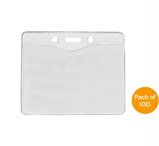 Clear Vinyl Horizontal Badge Holder - Slot and Chain Holes