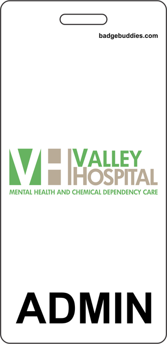 2 1/8" x 4 3/8" Vertical Double Sided Valley Hospital / Admin / ADMIN