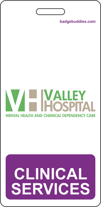 2 1/8" x 4 3/8" Vertical Double Sided Valley Hospital / Purple / CLINICAL SERVICES