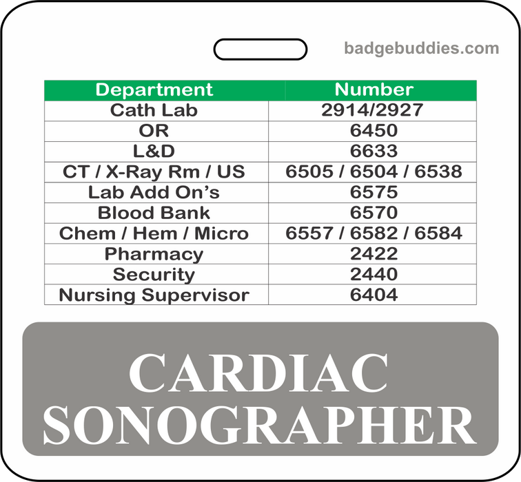 3 3/8" x 3 1/8" Horizontal Double Sided Cardiac Sonographer / Gray / Doctors Hospital of Augusta