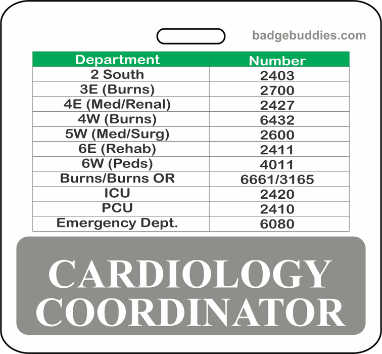 3 3/8" x 3 1/8" Horizontal Double Sided Cardiology Coordinator / Gray / Doctors Hospital of Augusta