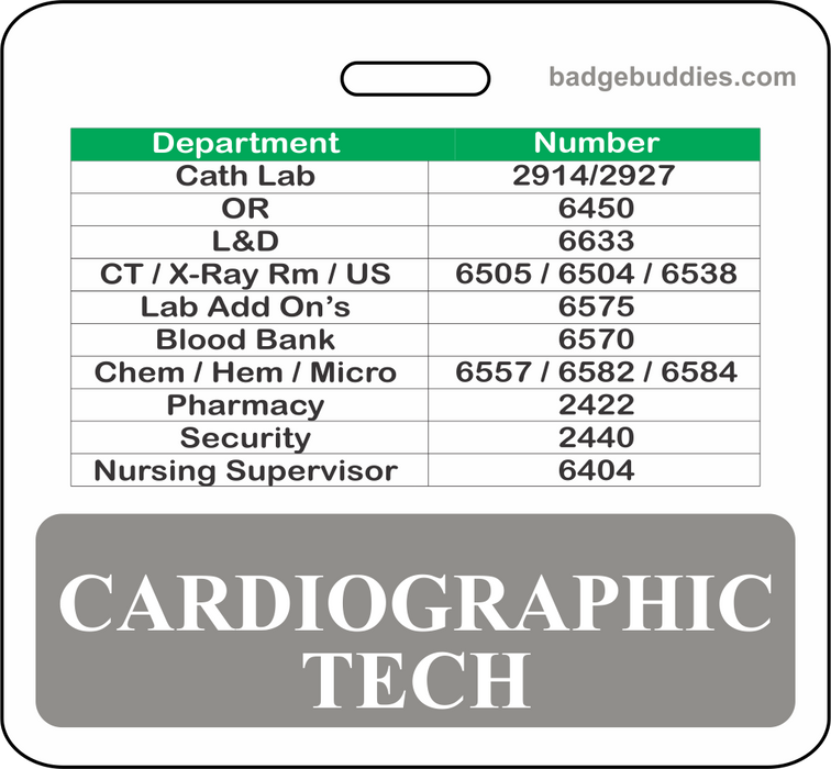 3 3/8" x 3 1/8" Horizontal Double Sided Cardiographic Tech / Gray / Doctors Hospital of Augusta