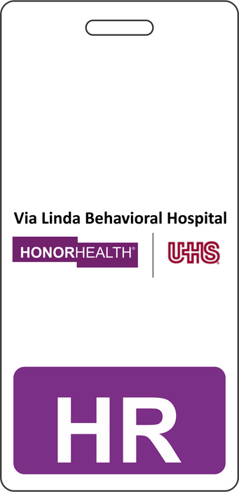 2 1/8" x 4 3/8" Vertical Double Sided Via Linda Behavioral Hospital / Purple/ HR