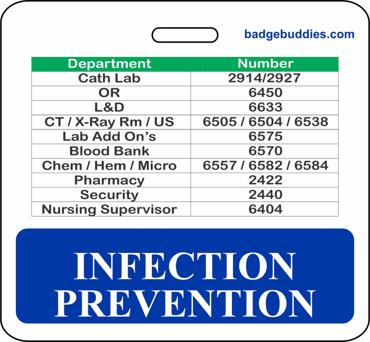 3 3/8" x 3 1/8" Horizontal Double Sided Doctors Hospital of Augusta / Blue / INFECTION PREVENTION