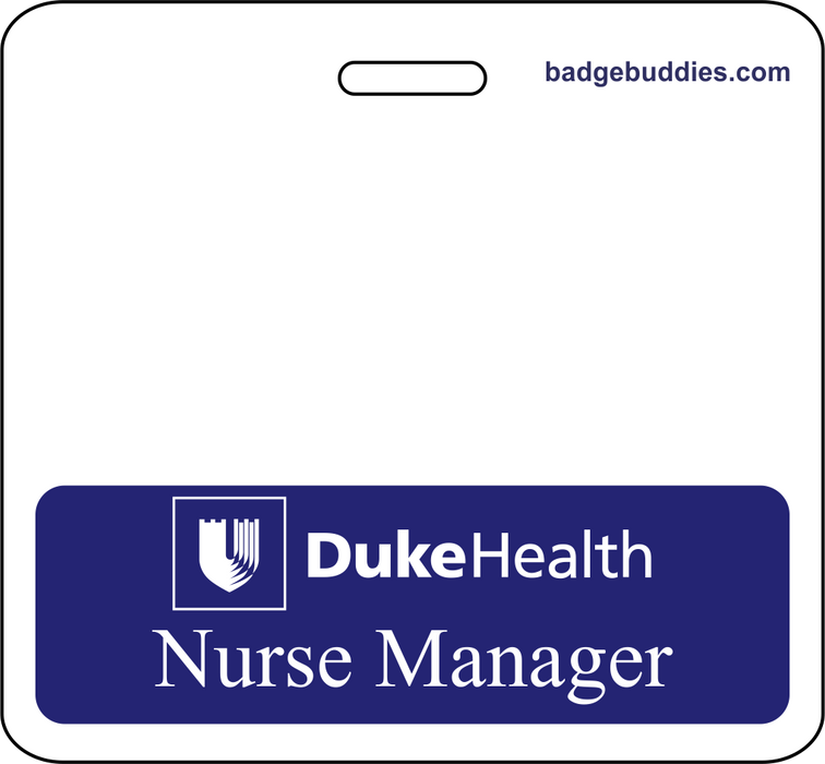 3 3/8" x 3 1/8" Horizontal Single Sided Duke Health / Dark Blue / Nurse Manager
