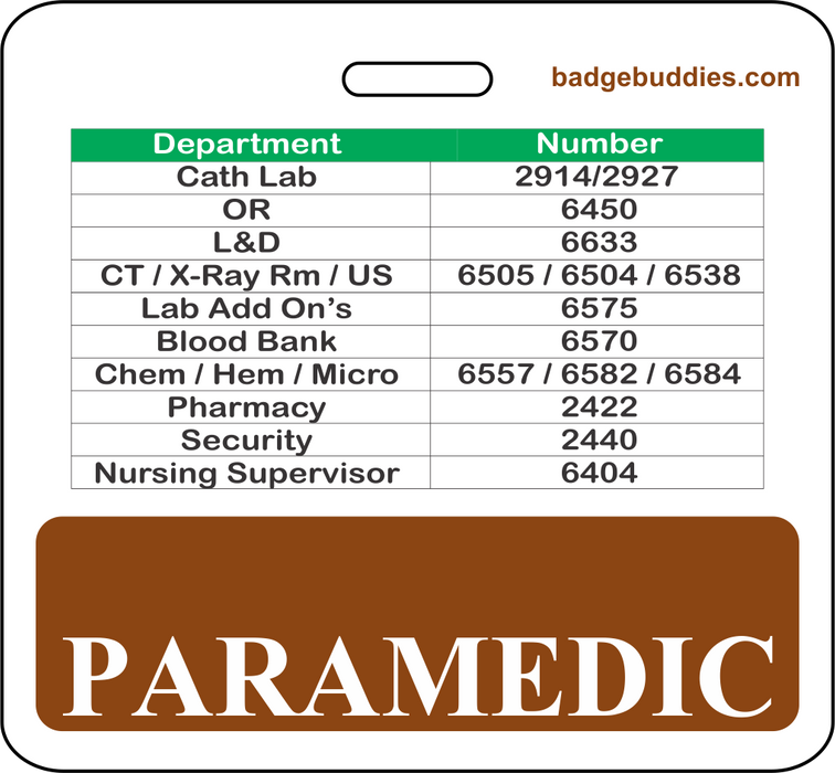 3 3/8" x 3 1/8" Horizontal Double Sided Paramedic / Brown / Doctors Hospital of Augusta