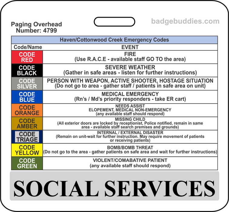 3 3/8" x 3 1/8" Horizontal Double Sided Social Services / Silver / Cottonwood Creek Behavioral Hospital