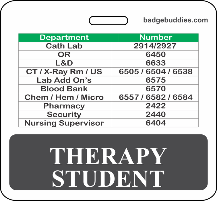 3 3/8" x 3 1/8" Horizontal Double Sided Doctors Hospital of Augusta / Dark Grey / THERAPY STUDENT