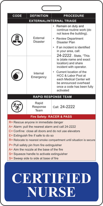 2 1/2" x 5" Vertical Double Sided KWMC / Blue / CERTIFIED NURSE