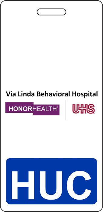 2 1/8" x 4 3/8" Vertical Double Sided Via Linda Behavioral Hospital / Blue / HUC